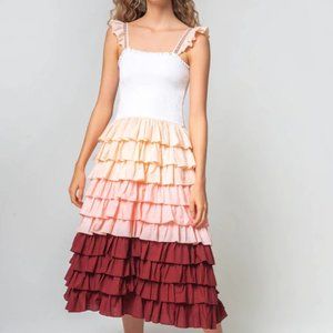 Lovely ombre cotton ruffled dress NWT Pitusa